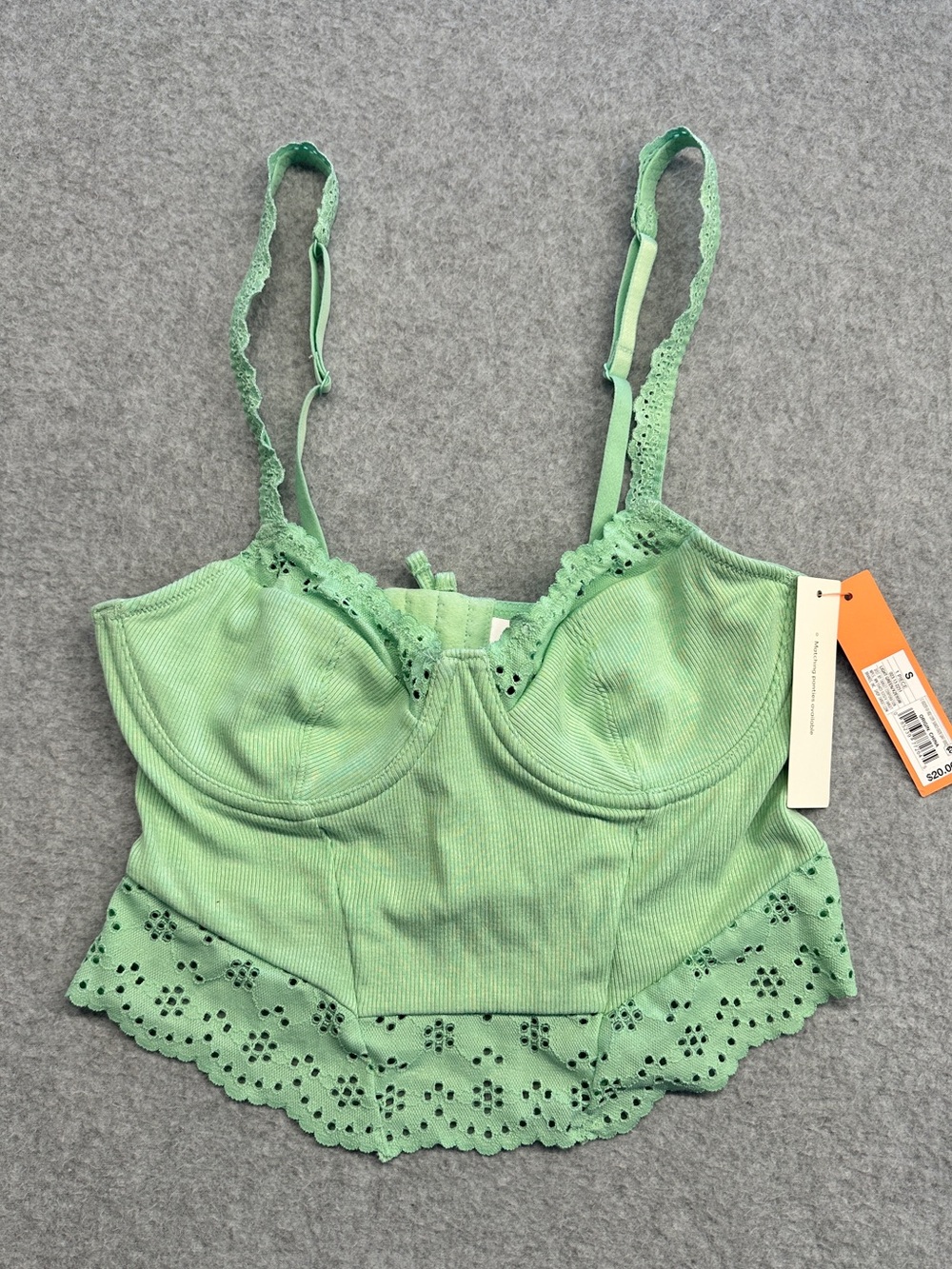 Colsie Green Lace-Trim Bustier Crop Top